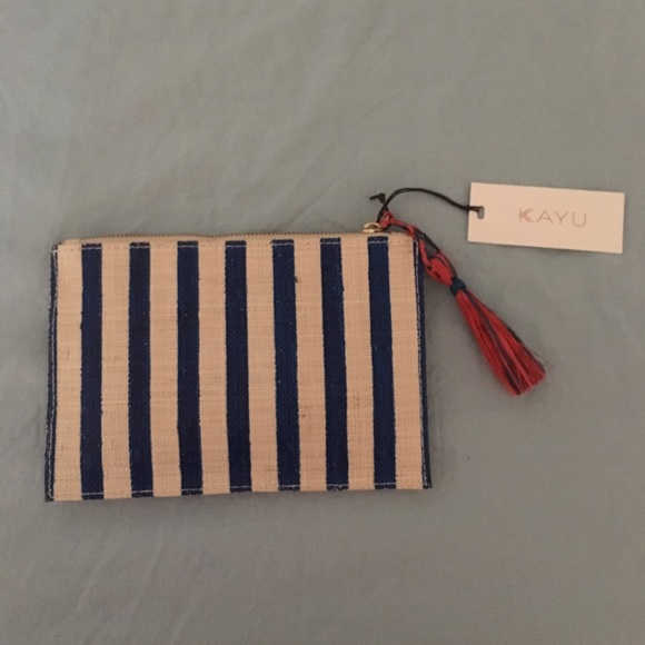 Kayu Alphabet “P” Embroidered Striped Woven Pouch - Picture 4 of 5